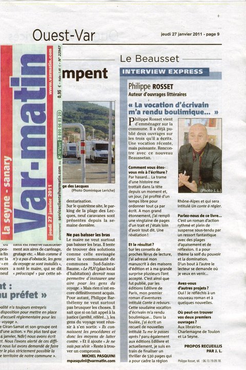 Article Var Matin du 27 f&eacutevrier 2011
